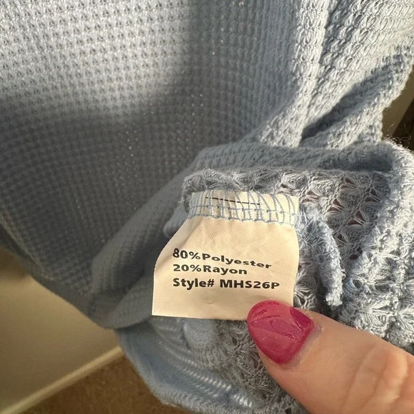 Chic Soul Light Blue Waffle Weave Top 1X - Picture 4 of 5